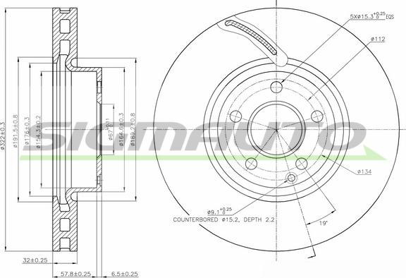 SIGMAUTO DBB692V - Brake Disc autospares.lv