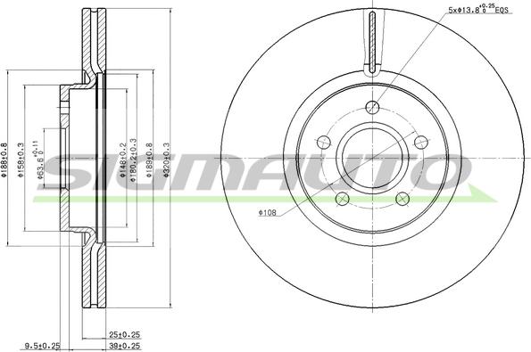 SIGMAUTO DBB649V - Brake Disc autospares.lv