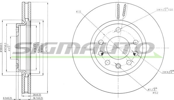 SIGMAUTO DBB644V - Brake Disc autospares.lv