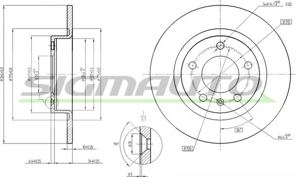 SIGMAUTO DBB651S - Brake Disc autospares.lv