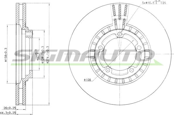 SIGMAUTO DBB658V - Brake Disc autospares.lv