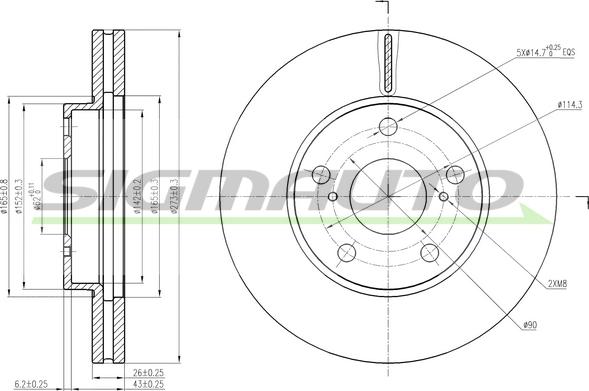 SIGMAUTO DBB668V - Brake Disc autospares.lv