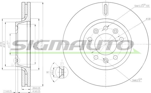 SIGMAUTO DBB601V - Brake Disc autospares.lv