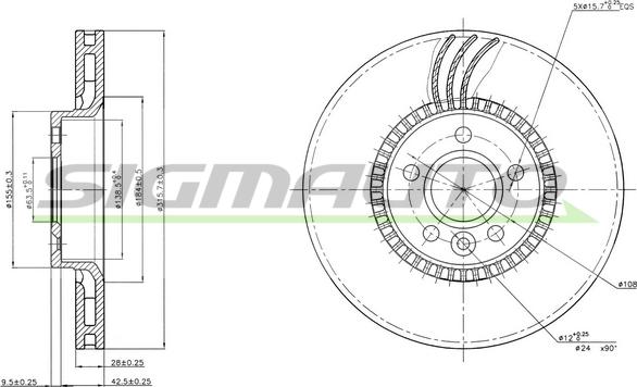 SIGMAUTO DBB607V - Brake Disc autospares.lv