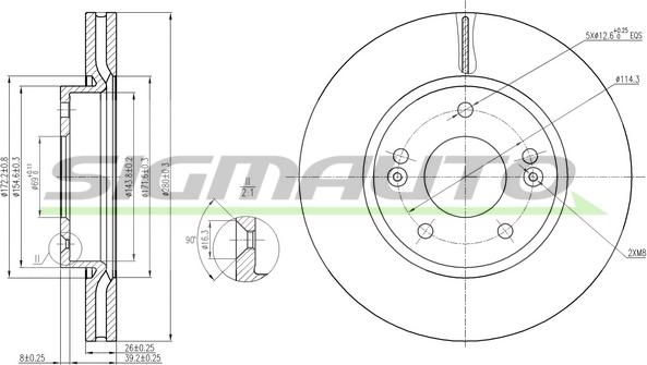 SIGMAUTO DBB619V - Brake Disc autospares.lv