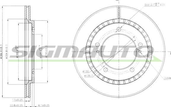 SIGMAUTO DBB687V - Brake Disc autospares.lv