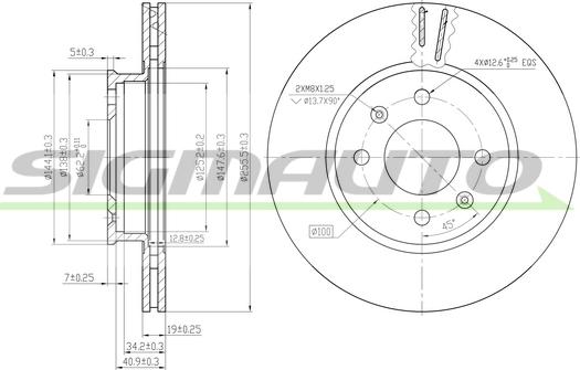 SIGMAUTO DBB636V - Brake Disc autospares.lv