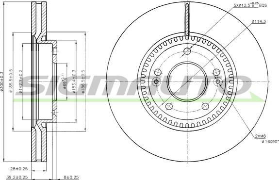 SIGMAUTO DBB630V - Brake Disc autospares.lv