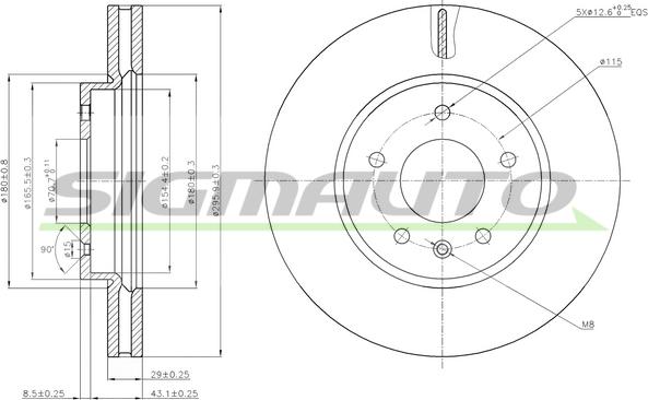 SIGMAUTO DBB625V - Brake Disc autospares.lv