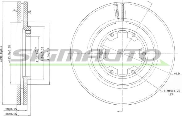 SIGMAUTO DBB626V - Brake Disc autospares.lv