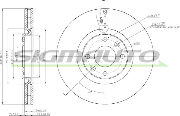 SIGMAUTO DBB676V - Brake Disc autospares.lv