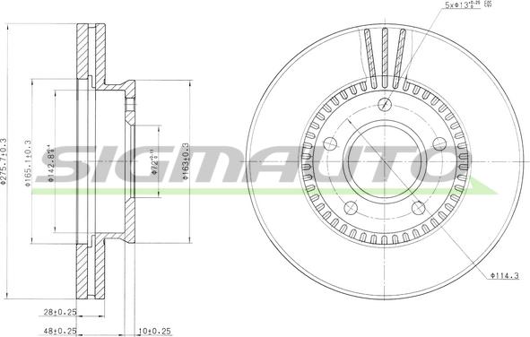 SIGMAUTO DBB673V - Brake Disc autospares.lv