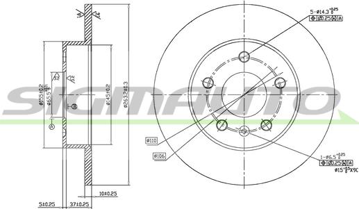 SIGMAUTO DBB044S - Brake Disc autospares.lv