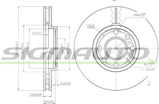 SIGMAUTO DBB041V - Brake Disc autospares.lv