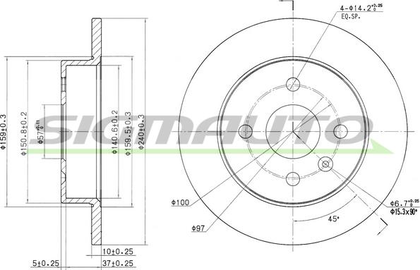 SIGMAUTO DBB043S - Brake Disc autospares.lv