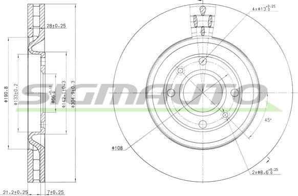 SIGMAUTO DBB065V - Brake Disc autospares.lv