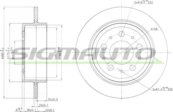 SIGMAUTO DBB060S - Brake Disc autospares.lv