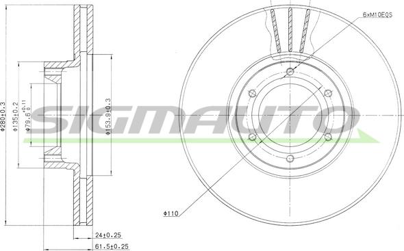 SIGMAUTO DBB067V - Brake Disc autospares.lv