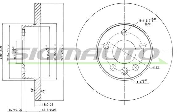 SIGMAUTO DBB011S - Brake Disc autospares.lv