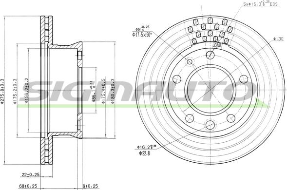 SIGMAUTO DBB013V - Brake Disc autospares.lv