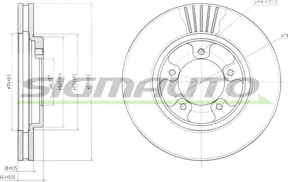 SIGMAUTO DBB039V - Brake Disc autospares.lv