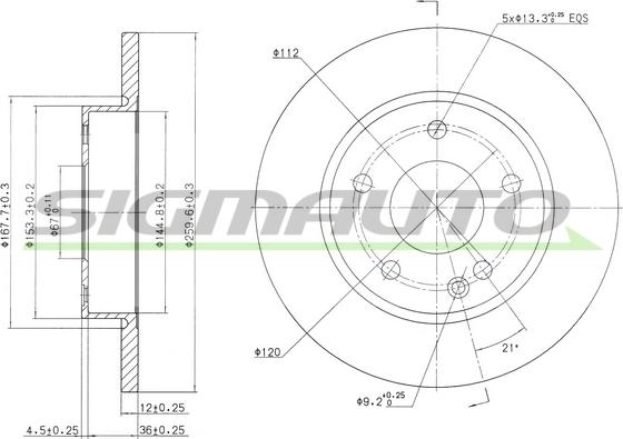 SIGMAUTO DBB034S - Brake Disc autospares.lv