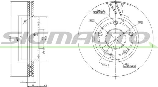 SIGMAUTO DBB035V - Brake Disc autospares.lv