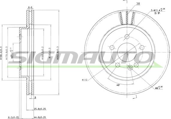 SIGMAUTO DBB036V - Brake Disc autospares.lv