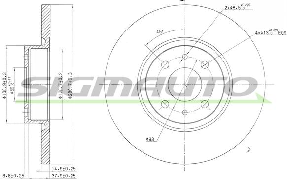 SIGMAUTO DBB070S - Brake Disc autospares.lv