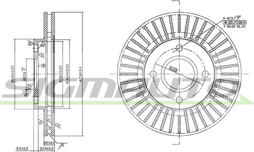 SIGMAUTO DBB072V - Brake Disc autospares.lv