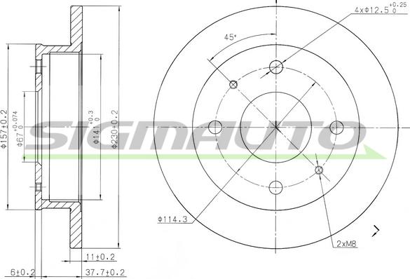 SIGMAUTO DBB077S - Brake Disc autospares.lv