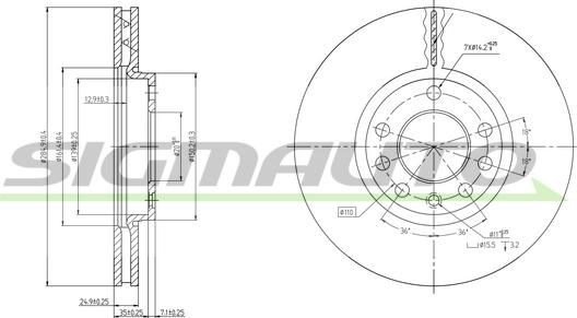 SIGMAUTO DBB191V - Brake Disc autospares.lv