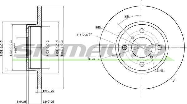 SIGMAUTO DBB148S - Brake Disc autospares.lv