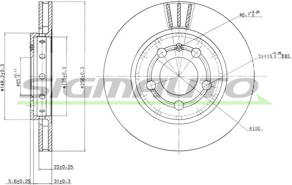 SIGMAUTO DBB154V - Brake Disc autospares.lv