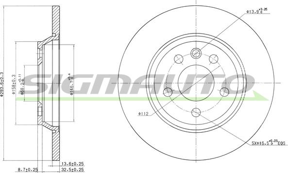 SIGMAUTO DBB158S - Brake Disc autospares.lv