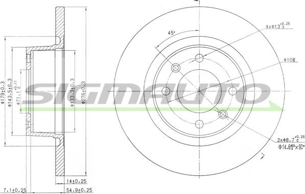 SIGMAUTO DBB157S - Brake Disc autospares.lv