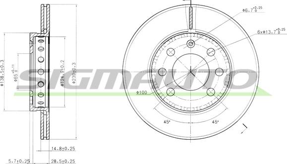 SIGMAUTO DBB161V - Brake Disc autospares.lv