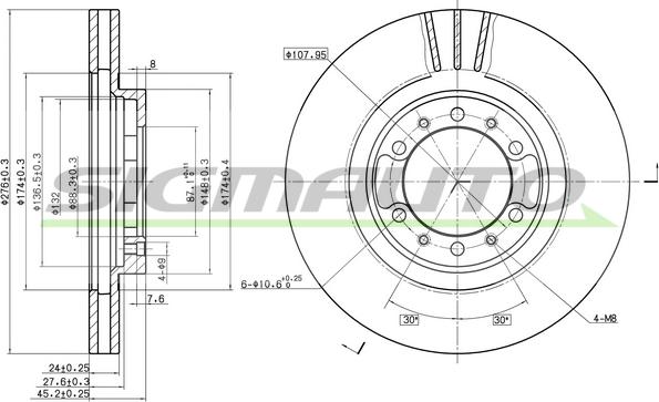 SIGMAUTO DBB109V - Brake Disc autospares.lv