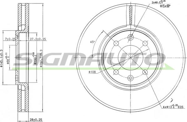 SIGMAUTO DBB106V - Brake Disc autospares.lv