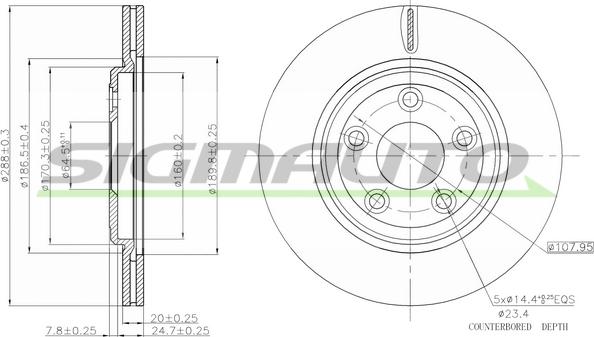 SIGMAUTO DBB108V - Brake Disc autospares.lv