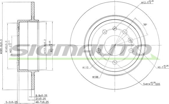 SIGMAUTO DBB116S - Brake Disc autospares.lv