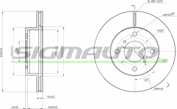 SIGMAUTO DBB117V - Brake Disc autospares.lv