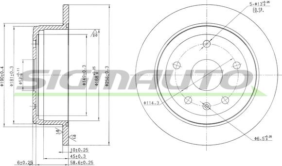 SIGMAUTO DBB188S - Brake Disc autospares.lv