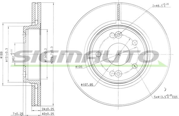 SIGMAUTO DBB182V - Brake Disc autospares.lv