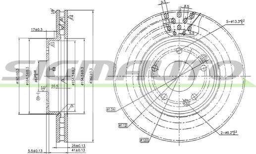 SIGMAUTO DBB135V - Brake Disc autospares.lv