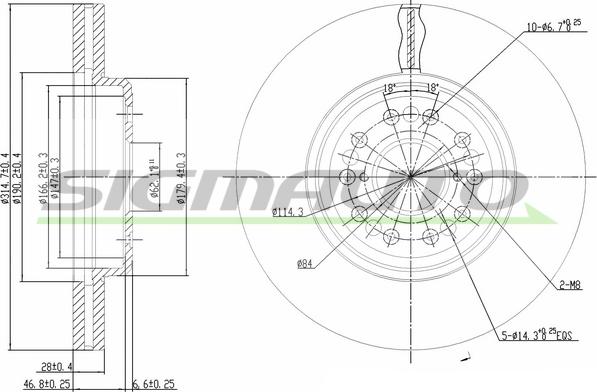 SIGMAUTO DBB133V - Brake Disc autospares.lv