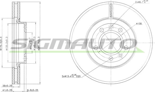 SIGMAUTO DBB132V - Brake Disc autospares.lv