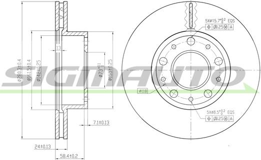 SIGMAUTO DBB170V - Brake Disc autospares.lv