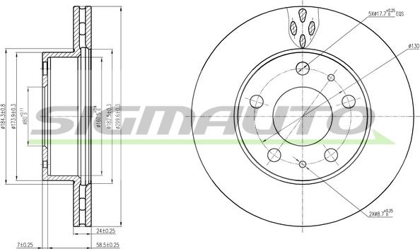 SIGMAUTO DBB171V - Brake Disc autospares.lv