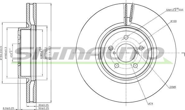 SIGMAUTO DBB841V - Brake Disc autospares.lv